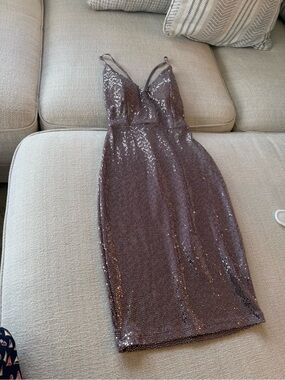 DEVON WINDSOR Mauve Sequin Midi Dress